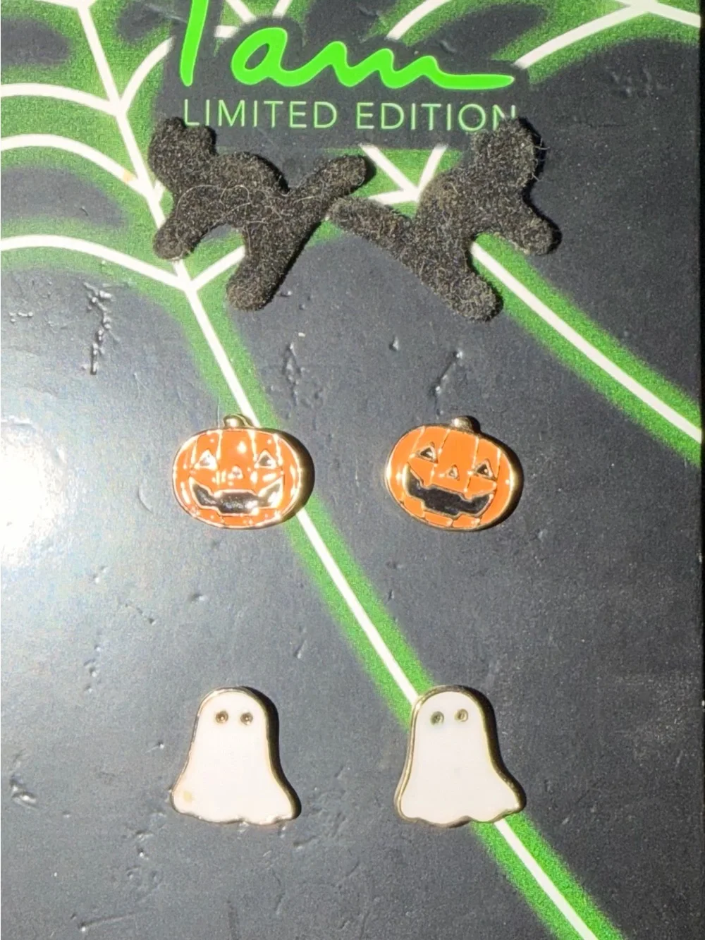 Limited Edition Halloween Stud Earring Set - Orange & White